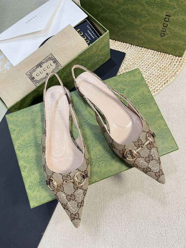 gucci 24Ss Spring And Summer New G-Style Pointed Horsebit V-Shaped Series Cla