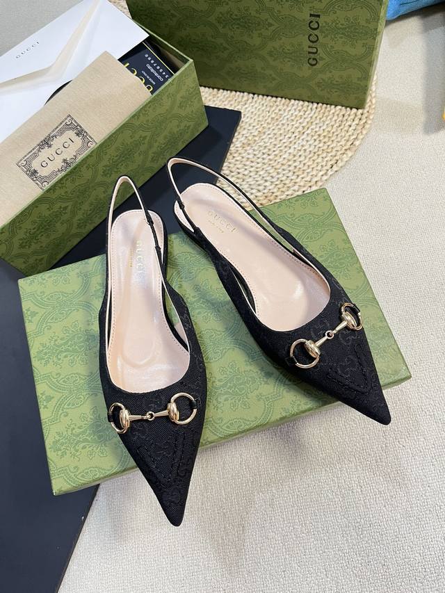 gucci 24Ss Spring And Summer New G-Style Pointed Horsebit V-Shaped Series Cla