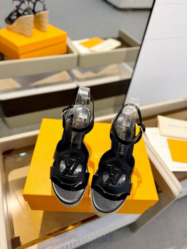 Factory: Lv Denim Series Latest Catwalk Thick-Soled Hemp Rope Sandals Hong Kong