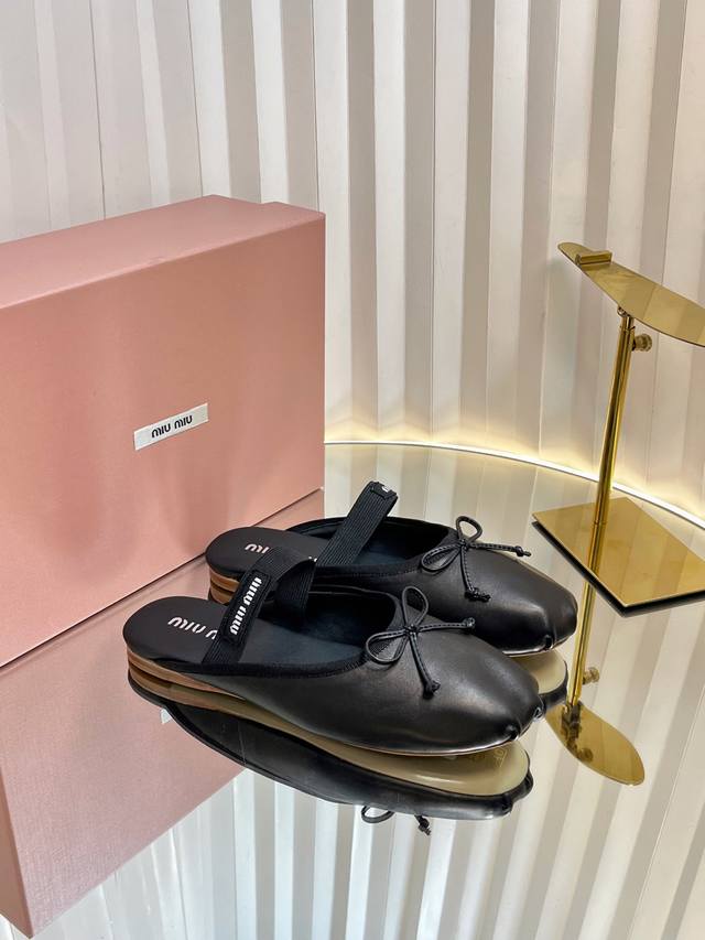 Purchasing-Level Miu Miu Fairy Ballet Flat-Bottomed Half-Slippers The Unique Des