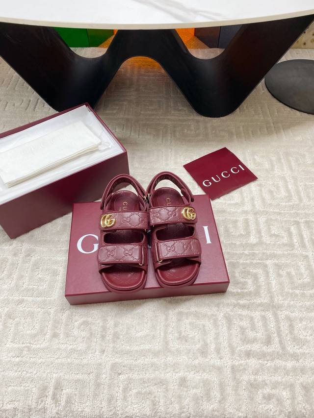 Factory High Version Gucci Spring And Summer New Gg Rhinestone Buckle Velcro Fla