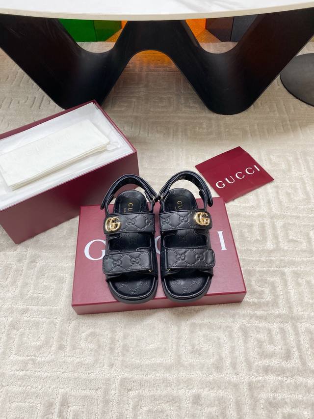 Factory High Version Gucci Spring And Summer New Gg Rhinestone Buckle Velcro Fla