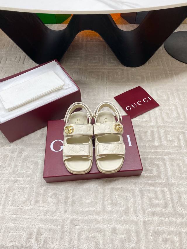 Factory High Version Gucci Spring And Summer New Gg Rhinestone Buckle Velcro Fla