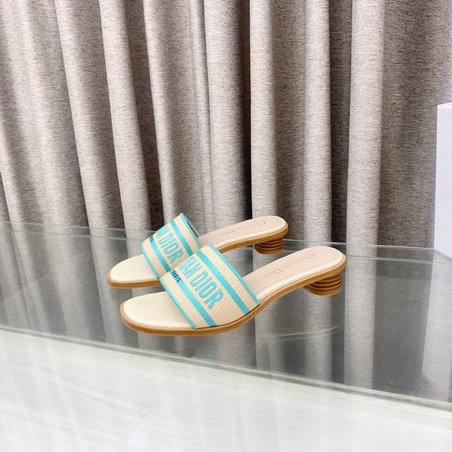 dior2025 Spring And Summer New Dway Flat Flip Flops Colorblock Women's Shoes
