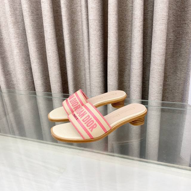 dior2025 Spring And Summer New Dway Flat Flip Flops Colorblock Women's Shoes