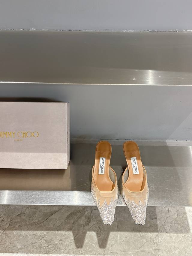 jimmy Cho*Jimmy Choo 25 New Spring High-Heeled Diamond Slippers Original Cust