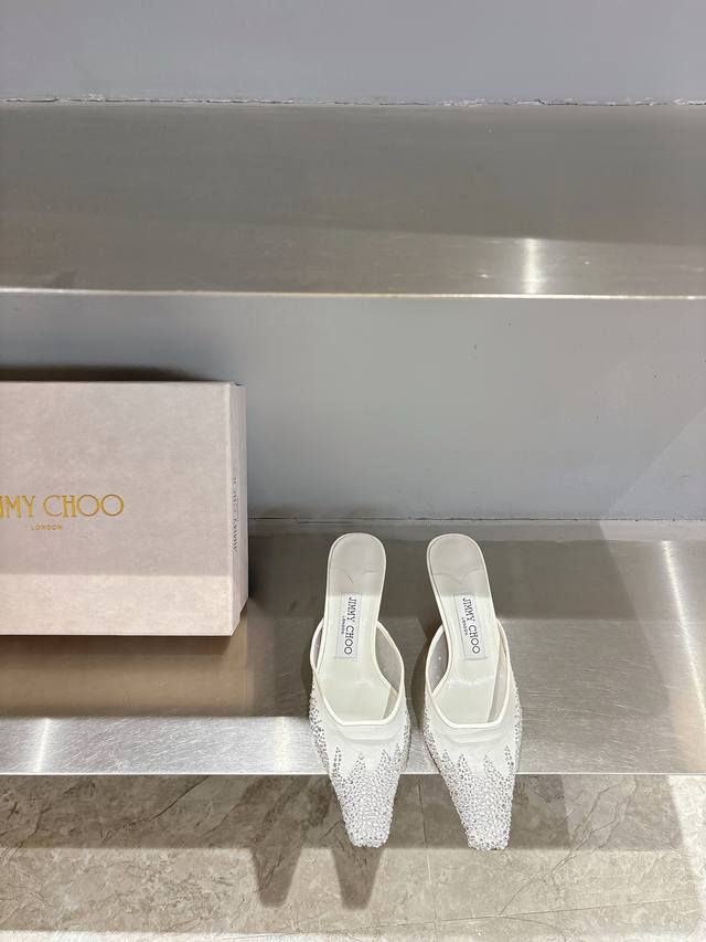 jimmy Cho*Jimmy Choo 25 New Spring High-Heeled Diamond Slippers Original Cust
