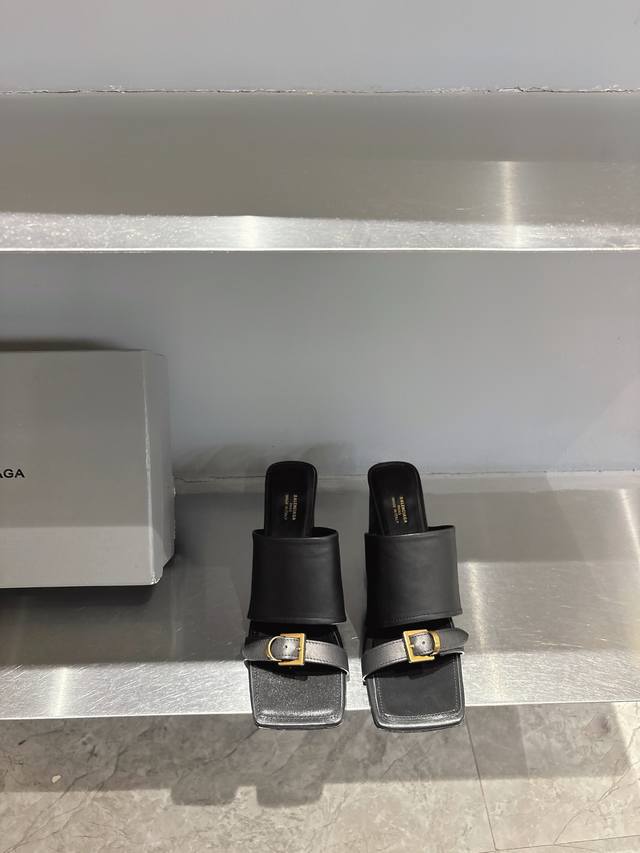balenciaga Balenciaga Square-Toed Buckled High-Heeled Slippers The Ultimate I