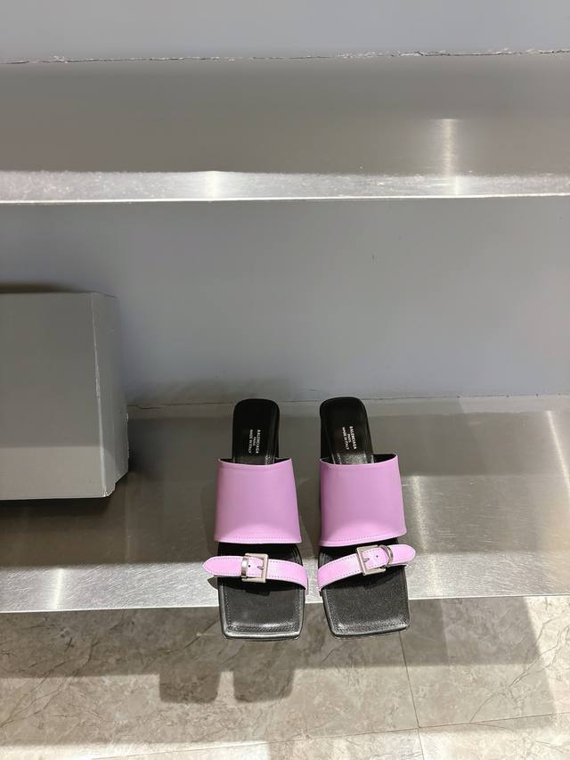 balenciaga Balenciaga Square-Toed Buckled High-Heeled Slippers The Ultimate I