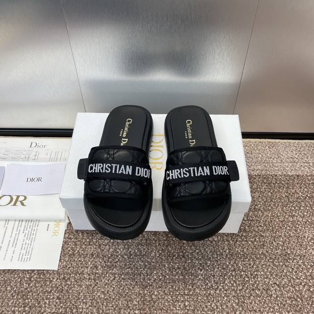 dior Iviera Evolution Velcro Webbing Thick-Soled Casual Slippers Cd Three-Dim