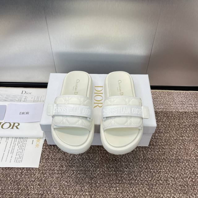 dior Iviera Evolution Velcro Webbing Thick-Soled Casual Slippers Cd Three-Dim