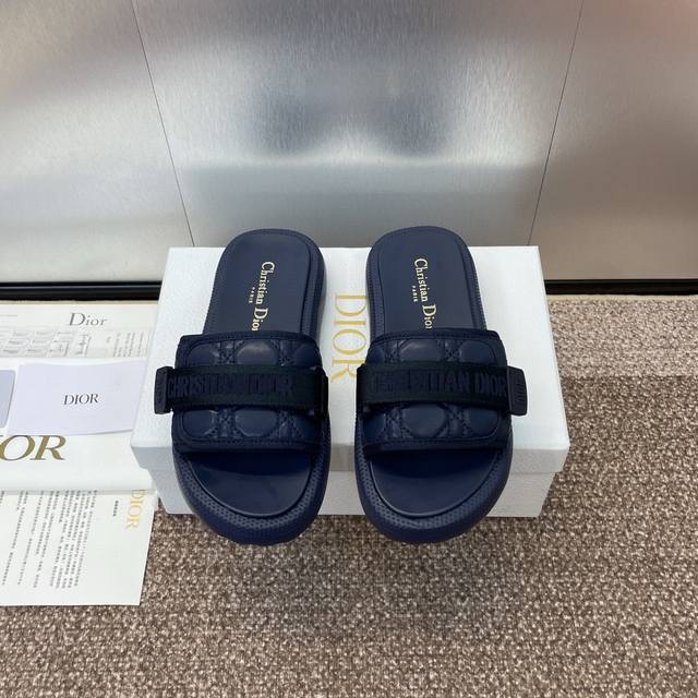 dior Iviera Evolution Velcro Webbing Thick-Soled Casual Slippers Cd Three-Dim
