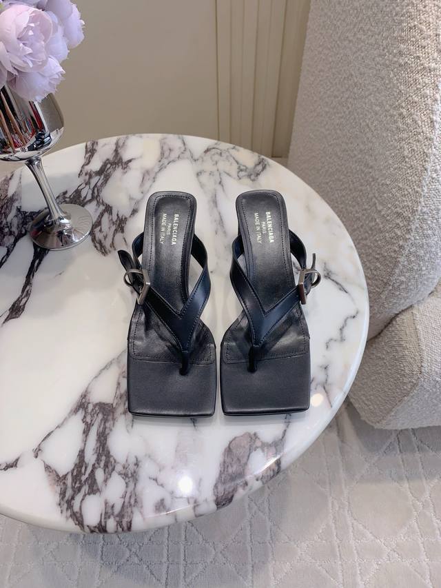 Short Heel High Heel Balenciag* New Square Head High Heel Slippers, Sweet And Co