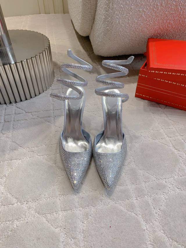 Factory Price P Ren* Caovill* New Snake-Shaped Pointed High-Heeled Sandals Are A