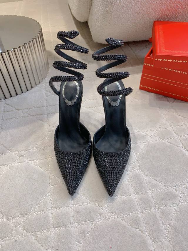 Factory Price P Ren* Caovill* New Snake-Shaped Pointed High-Heeled Sandals Are A