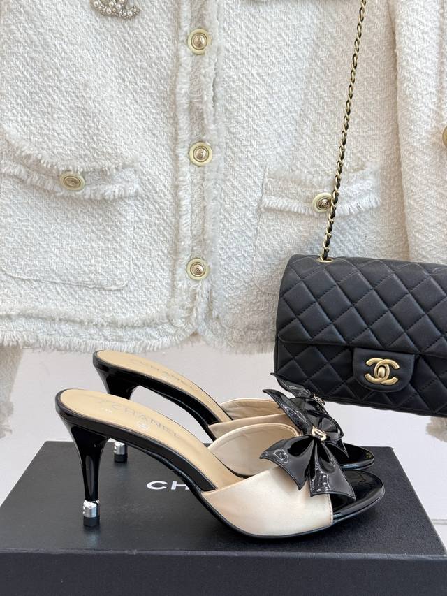 Factory Price Chane* Chanel 25C Spring And Summer New Product Bow High-Heeled Sl