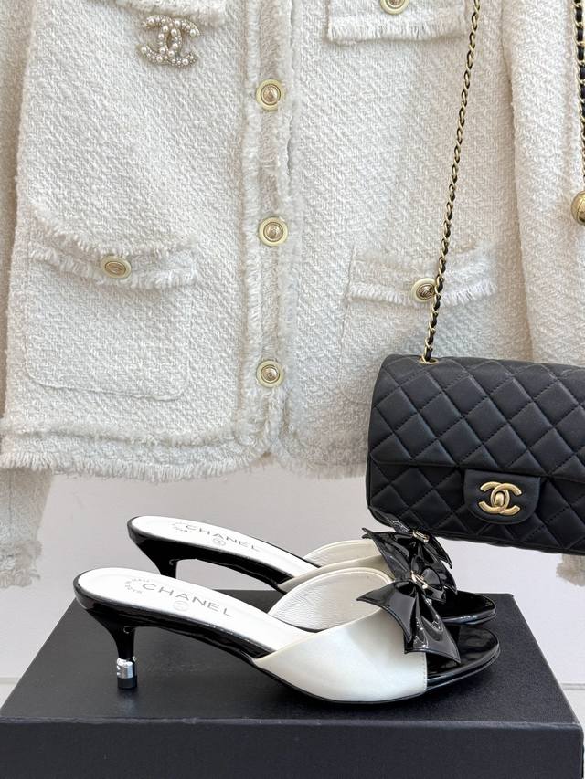 Factory Price Chane* Chanel 25C Spring And Summer New Product Bow High-Heeled Sl
