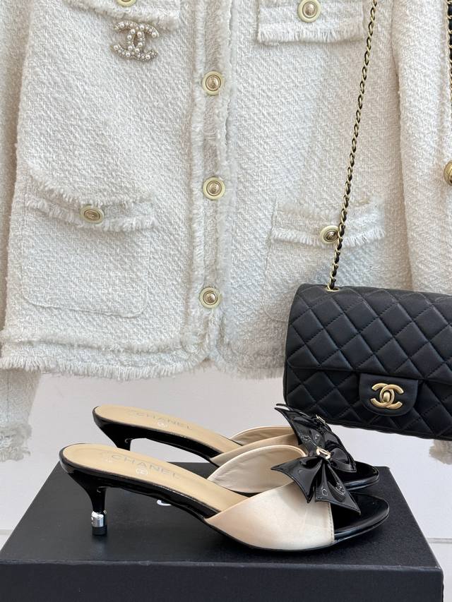 Factory Price Chane* Chanel 25C Spring And Summer New Product Bow High-Heeled Sl