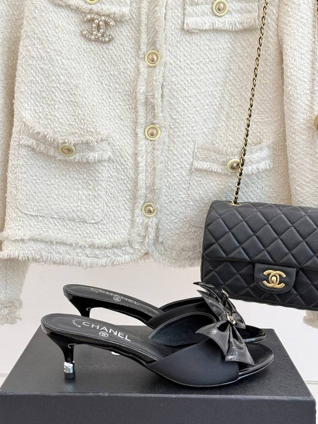 Factory Price Chane* Chanel 25C Spring And Summer New Product Bow High-Heeled Sl