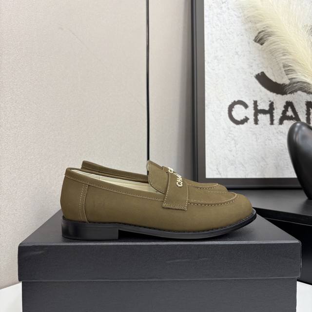 2025 New Spring Chanel Chanel Diamond Buckle Letter Logo Loafer Lazy Half Sli