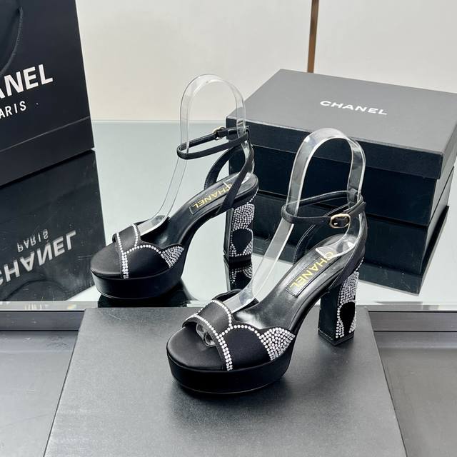 actory Price Chanel Rhinestone Thick Heel High Heels Waterproof Platform Sand