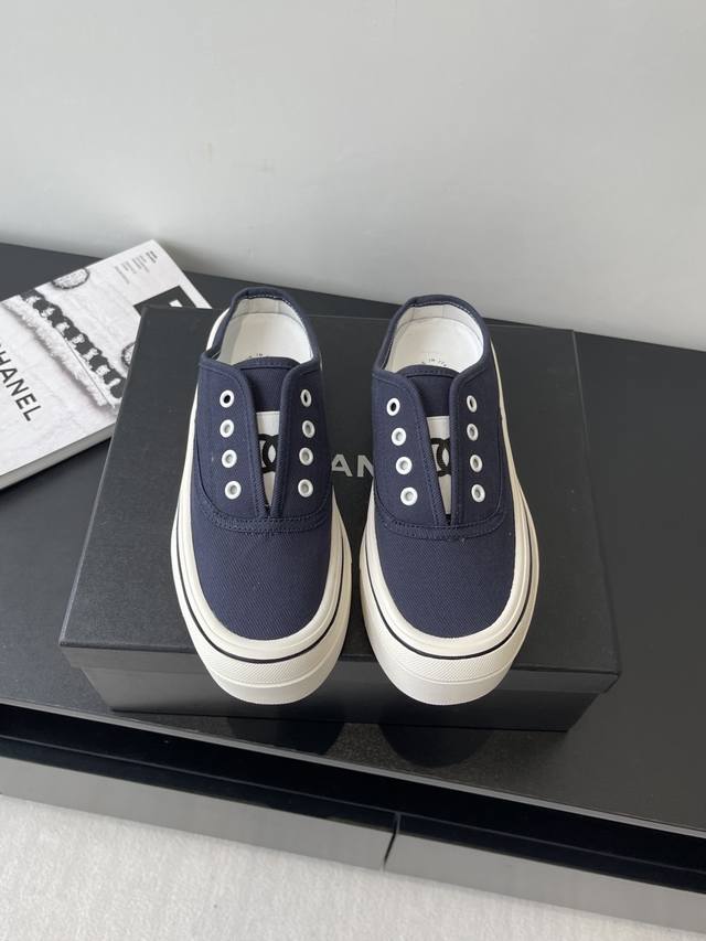 chanel Chanel 25Ss Hidden Vintage Canvas Shoes, Half-Slip Style, Full Of Vint