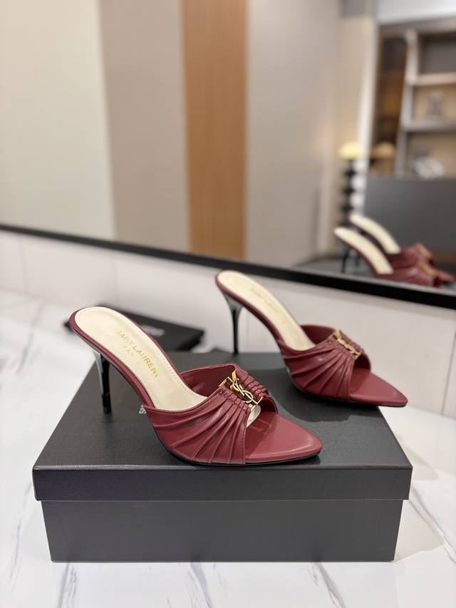Factory Price Pp Ysl Saint Laurent* New Summer Metal Head Elegant High-Heeled Sa