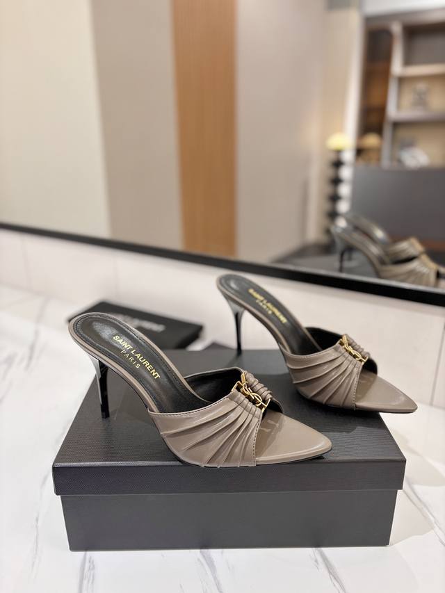 Factory Price Pp Ysl Saint Laurent* New Summer Metal Head Elegant High-Heeled Sa