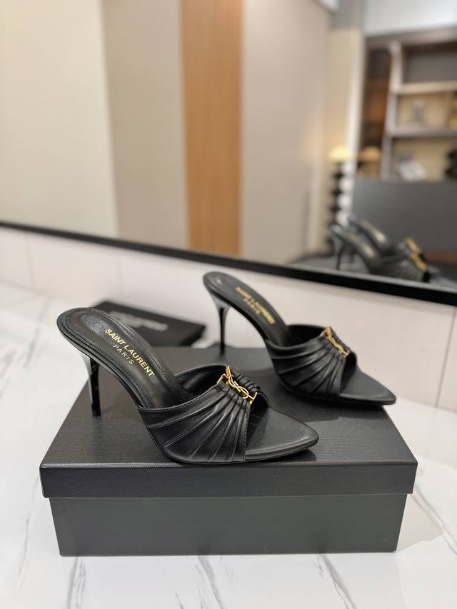 Factory Price Pp Ysl Saint Laurent* Summer New Metal Head Elegant High-Heeled Sa