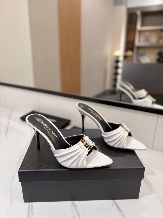 Factory Price Pp Ysl Saint Laurent* Summer New Metal Head Elegant High-Heeled Sa