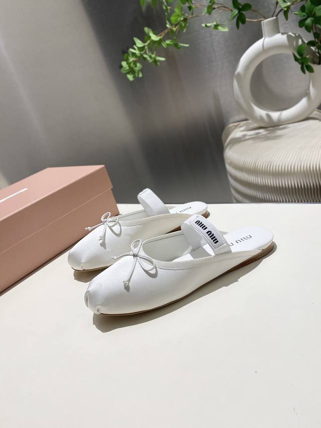Factory Price Pp Silk Sheepskin Top Quality Miu Miu Ballet Flat Toe Shoes 2025 S