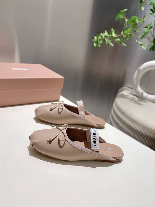 Factory Price Pp Silk Sheepskin Top Quality Miu Miu Ballet Flat Toe Shoes 2025 S