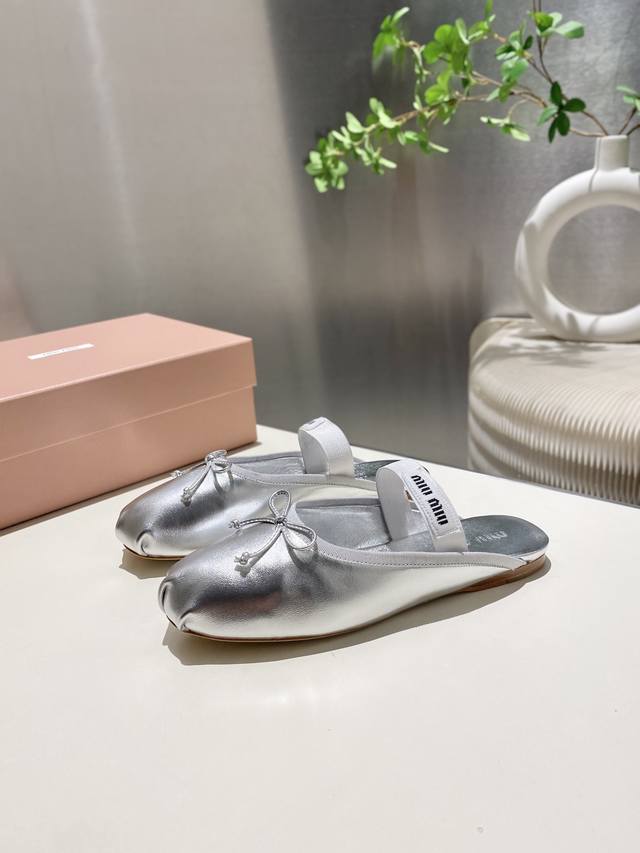 Factory Price Pp Silk Sheepskin Top Quality Miu Miu Ballet Flat Toe Shoes 2025 S
