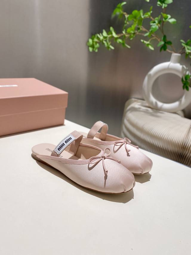 Factory Price Pp Silk Sheepskin Top Quality Miu Miu Ballet Flat Toe Shoes 2025 S