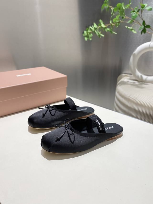 Factory Price Pp Silk Sheepskin Top Quality Miu Miu Ballet Flat Toe Shoes 2025 S