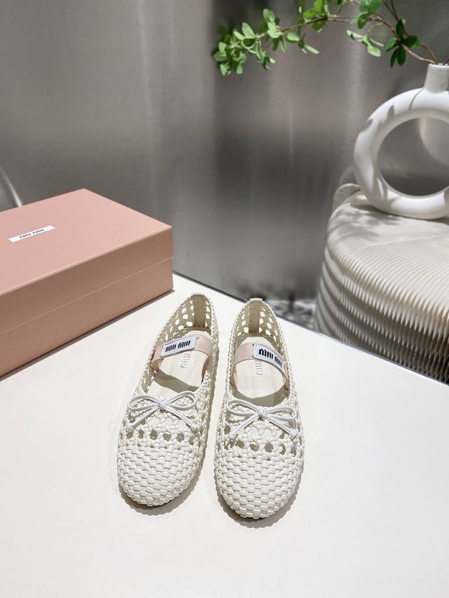 Factory Price Pp 2700 Miu Miu Soft Woven Ballet Shoes. Inspired By Classic Japan