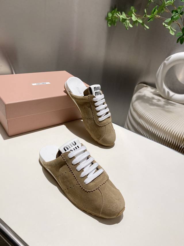 Factory Miu Miu 2025 New Forrest Gump Shoes German Training Retro Half-Covered S