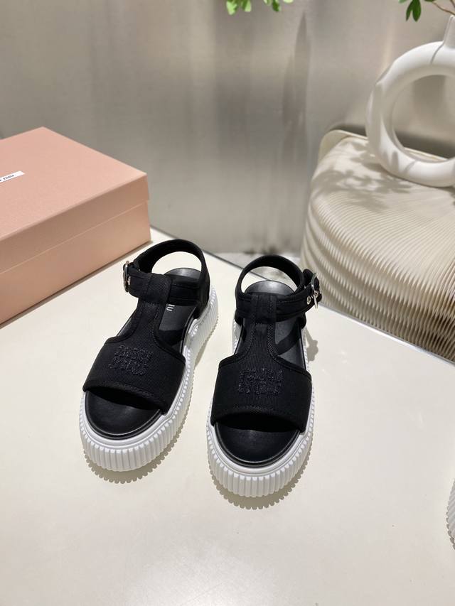 Factory Price P Miu Miu 2025 Spring And Summer New Platform Thick-Soled Canvas R