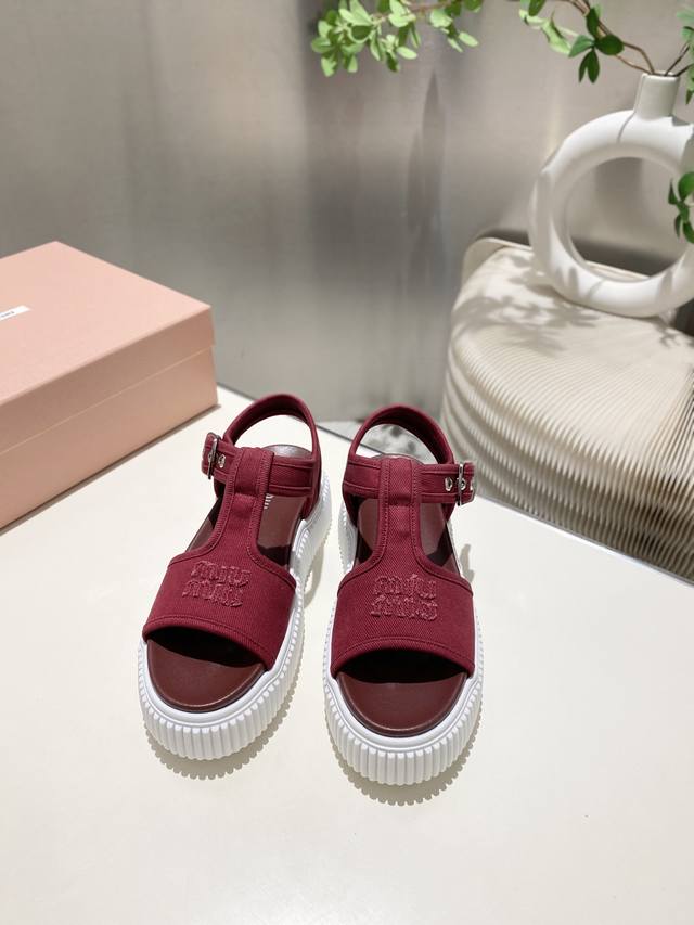 Factory Price P Miu Miu 2025 Spring And Summer New Platform Thick-Soled Canvas R