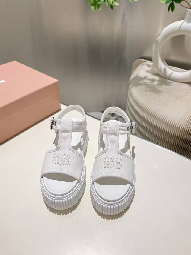 Factory Price P Miu Miu 2025 Spring And Summer New Platform Thick-Soled Canvas R