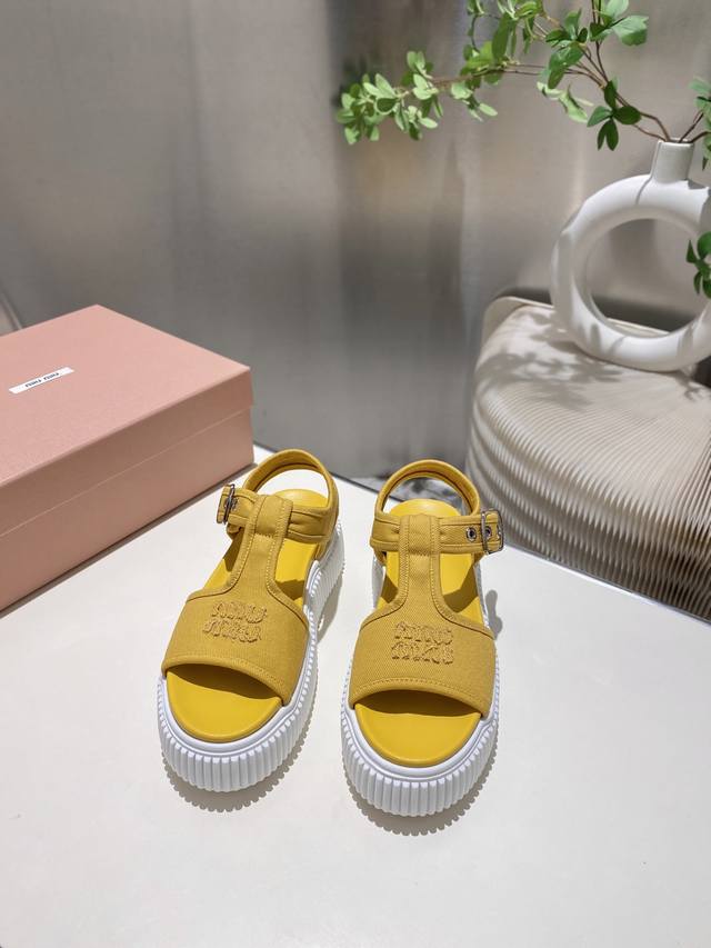 Factory Price P Miu Miu 2025 Spring And Summer New Platform Thick-Soled Canvas R