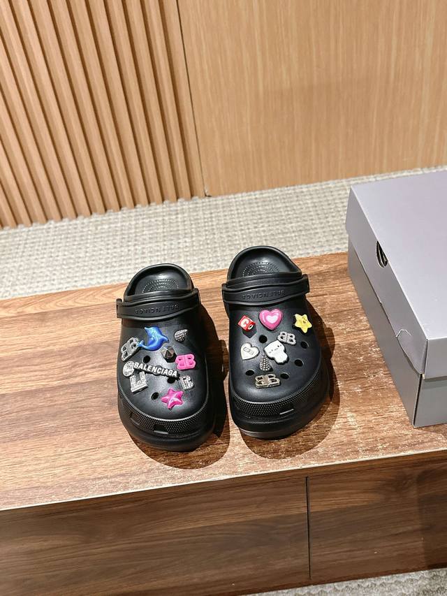 Balenciaga Co-Branded Crocs Couple Model #Crocs Mule Jibbitz Hole Shoes Height-I