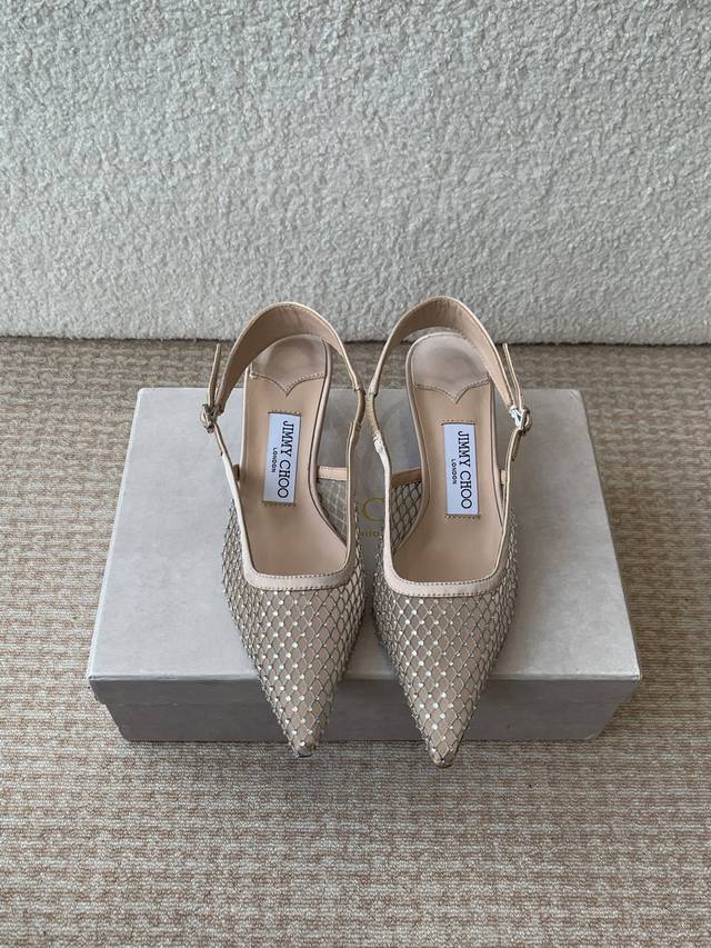 jimmy Choo Jimmy Choo 25 Spring And Summer New Mesh Rhinestone Square Toe Kit