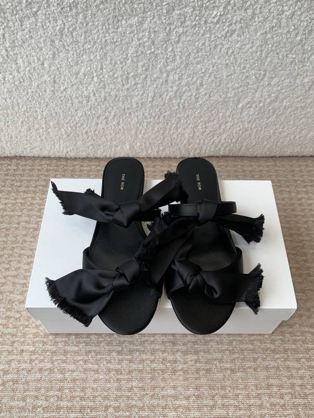 Made In Dongguan, The Row Silk Satin Bow Slippers, High Quality, Minimalist, Nic