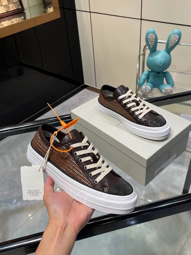 Brunello Cucinelli New Factory Price P Sneakers Lace-Up Style Woven Stitching Ca