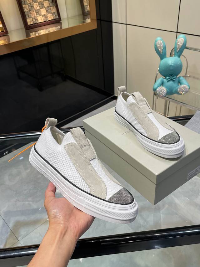 Brunello Cucinelli New Factory Price P Knitted Sneakers Slip-On Style Bleached K