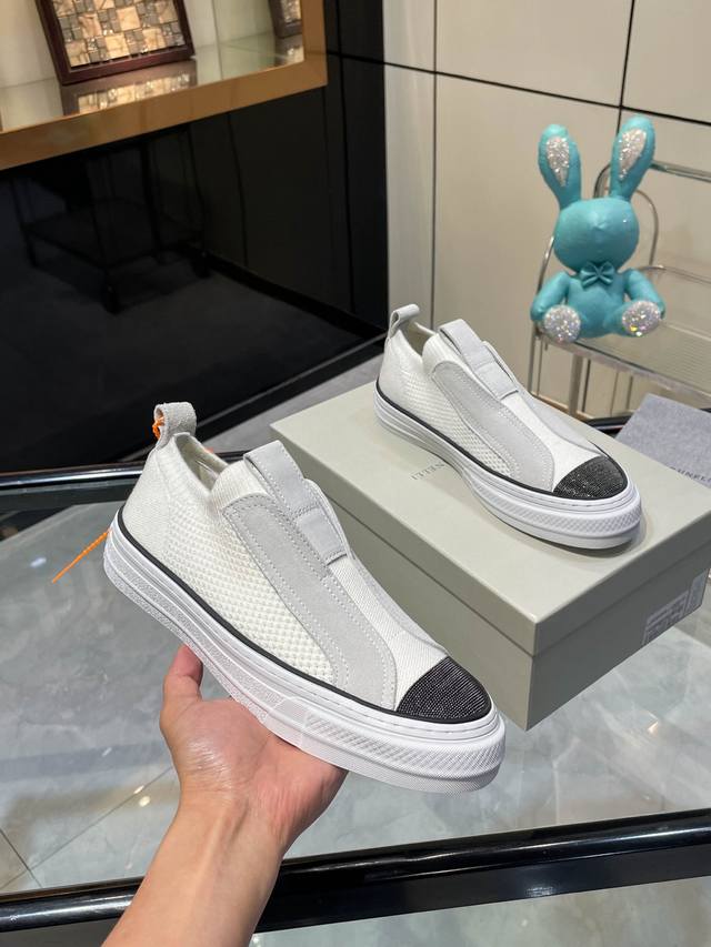 Brunello Cucinelli New Factory Price P Knitted Sneakers Slip-On Style Off-White