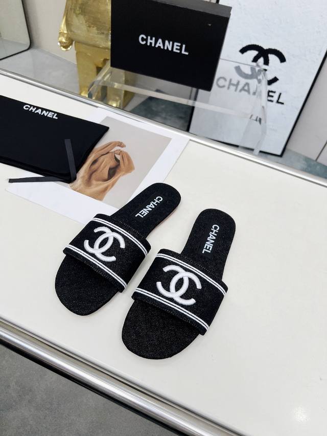 chanel Chanel New Slippers Official Website Counter Fabric Sheepskin Lining S