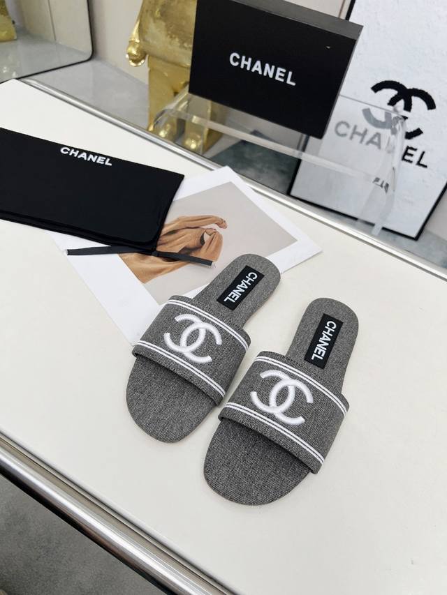 chanel Chanel New Slippers Official Website Counter Fabric Sheepskin Lining S