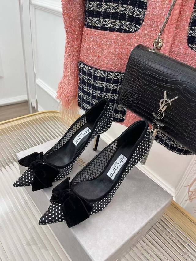 Factory Price Jimmy Choo Jimmy Choo Spring And Summer New Product Mesh Bow Rhine